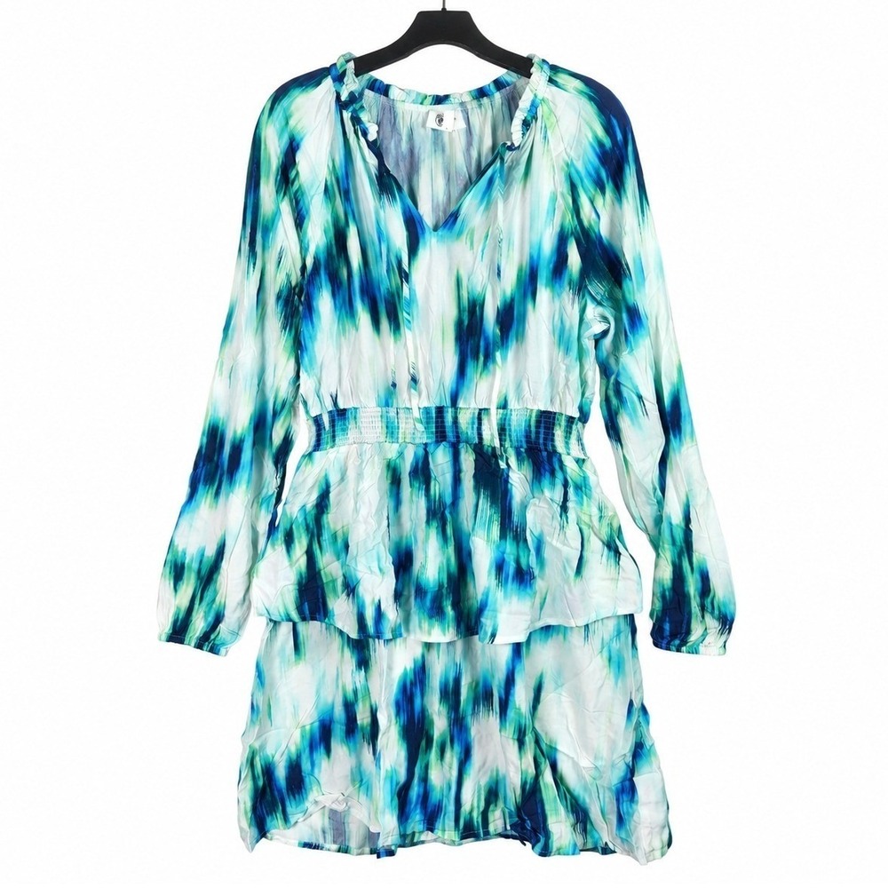 Candace Cameron Bure Mini Dress Womens Medium Blue Jade Boho Office A593161